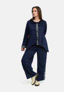 'Delina' Blús Denim – dúghorm, sreabhach & le mionsonra prionta